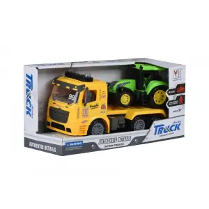 Машинка інерційна Same Toy Truck Тягач Жовтий з трактором зі світлом та звуком, 98-615AUt-1 UA