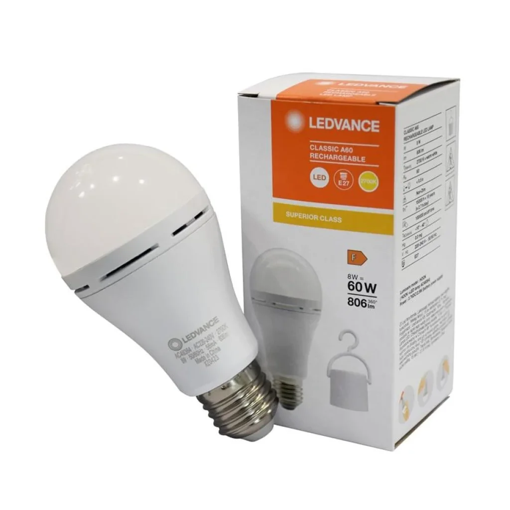 Лампа світлодіодна LEDVANCE акумуляторна A60 8W 806Lm 2700К E27, 4099854102417 UA