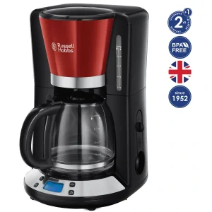Кавоварка Russell Hobbs 24031-56 Colours Plus+, 1100 Вт, LCD-дисплей, Таймер на 24 години, Червоний UA