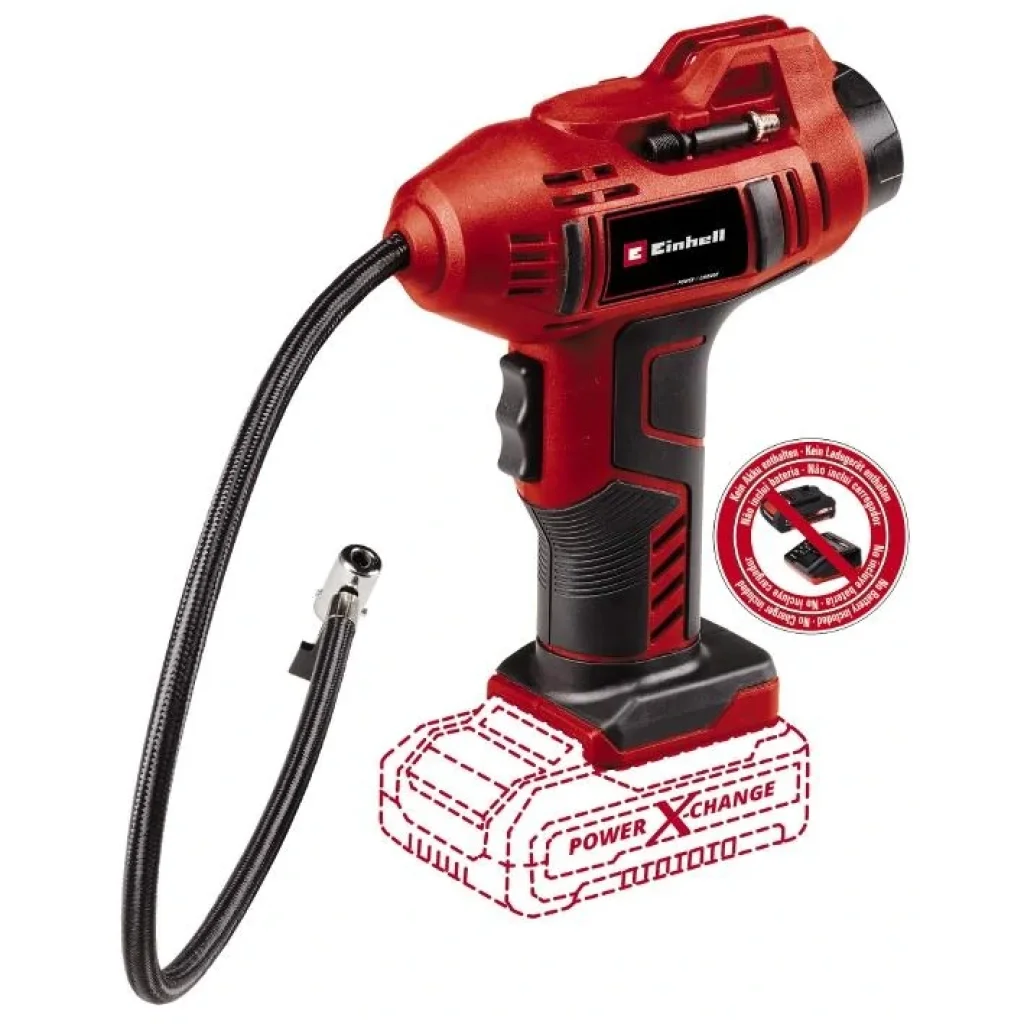 Компресор ручний акум Einhell CE-CC 18 Li - Solo, 18В, PXC, 12 -10 і 8 л/хв, 11 бар, 0.6 м, 0.76 кг (без АКБ і ЗП), 2071010 UA