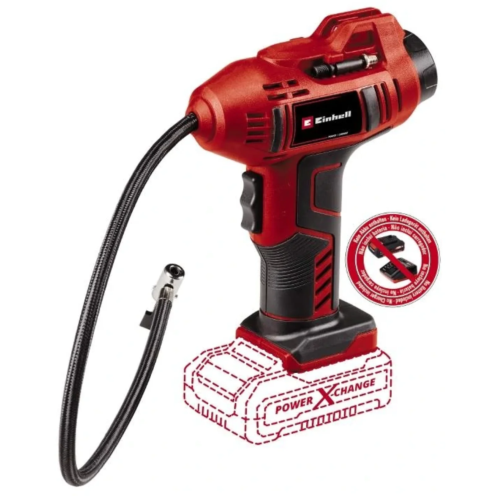 Компрессор ручной аккум Einhell CE-CC 18 Li - Solo, 18В, PXC, 12 -10 и 8 л/мин, 11 бар, 0.6 м, 0.76 кг (без АКБ и ЗУ), 2071010 UA
