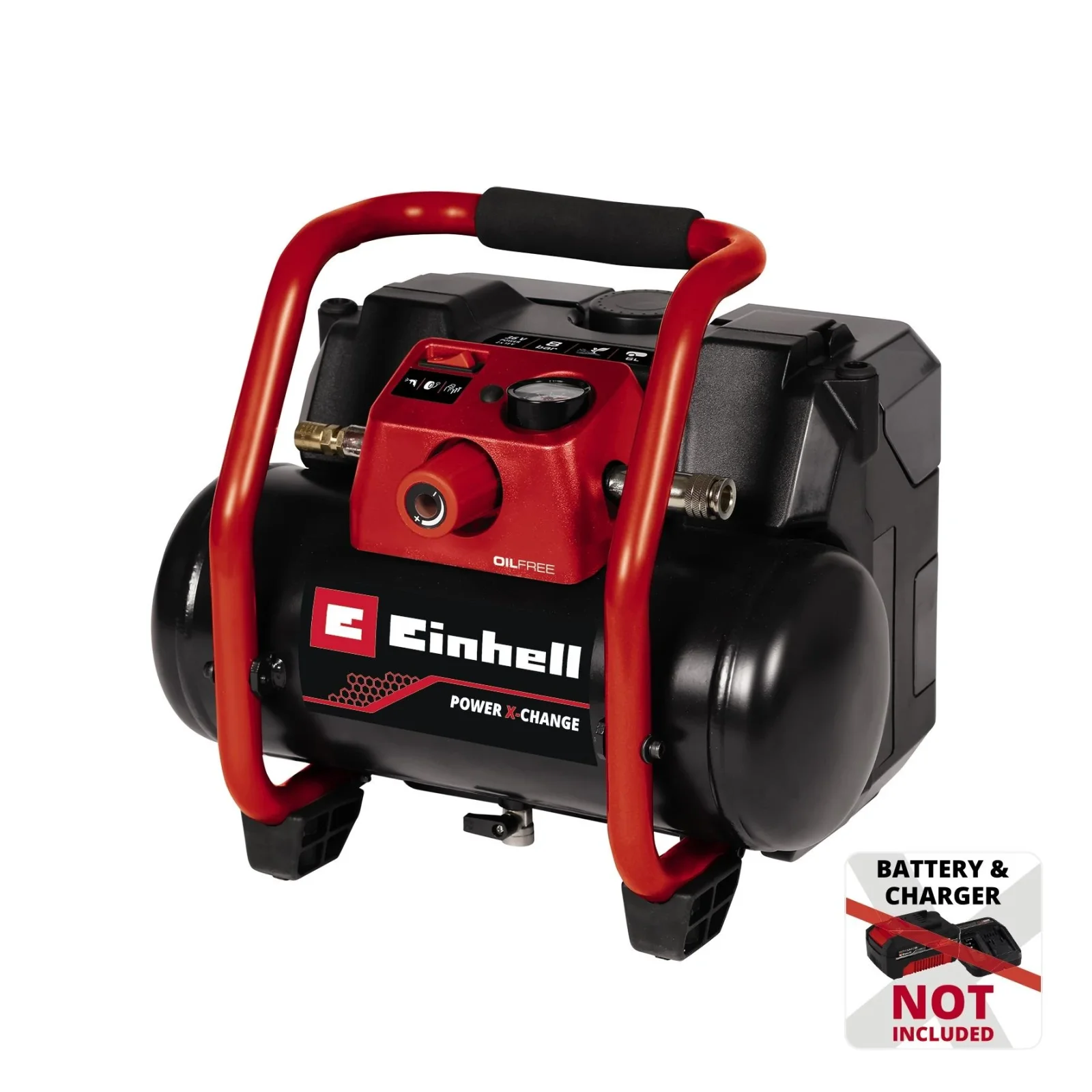Компресор повітряний Einhell TE-AC 36/150, акумуляторний 18В PXC, 8бар, 150л/хв, бак 6л, 9.2кг, (без АКБ та ЗП), 4020415 UA