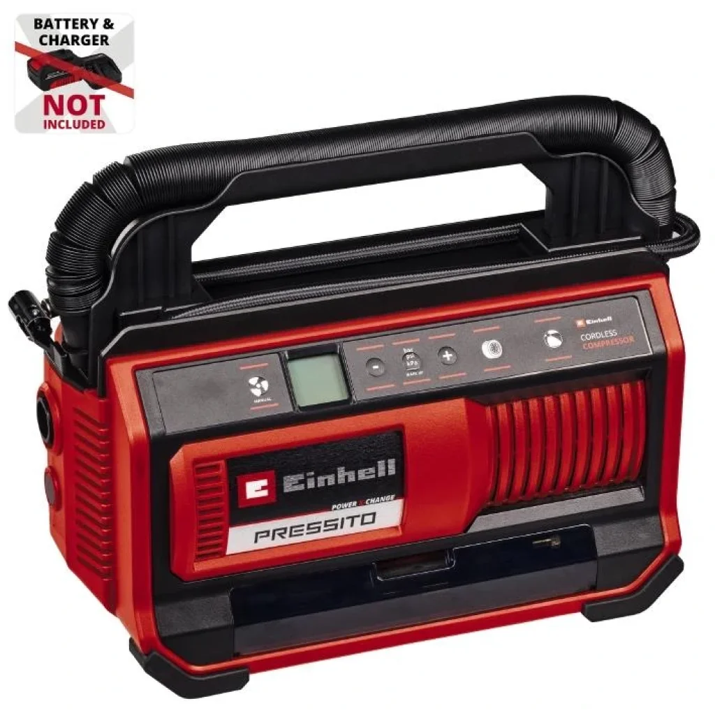 Компресор повітряний Einhell PRESSITO 18/25, акумуляторний 18В PXC, 10.5бар, вис. і низьк. тиск, 2.06кг, (без АКБ і ЗП), 4020420 UA