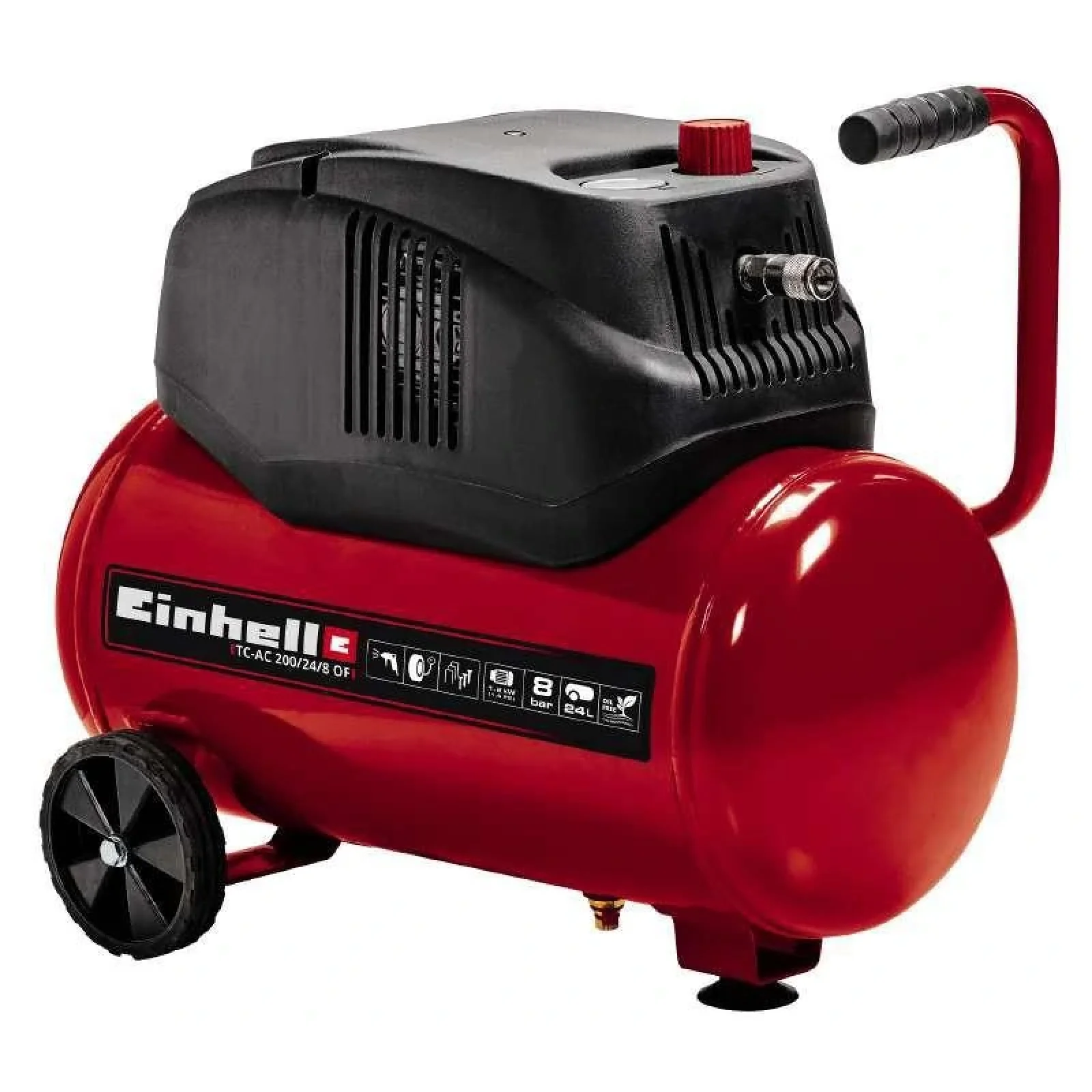 Компресор повітряний безмасляний Einhell TC-AC 200/24/8 OF, безмасляний, 1200Вт, 24л, 180л/хв, 8бар, 15.4кг, 4020590 UA
