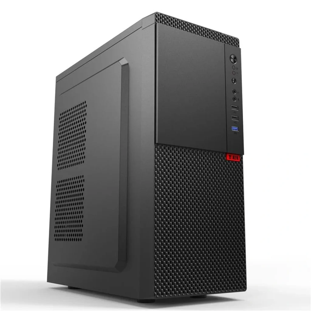 Корпус 2E ALFA (E130) MidT, 2xUSB2.0, 1xUSB3.0, 1х80мм, сталь перфорация (боковая панель), без БП, черный, 2E-E130 UA