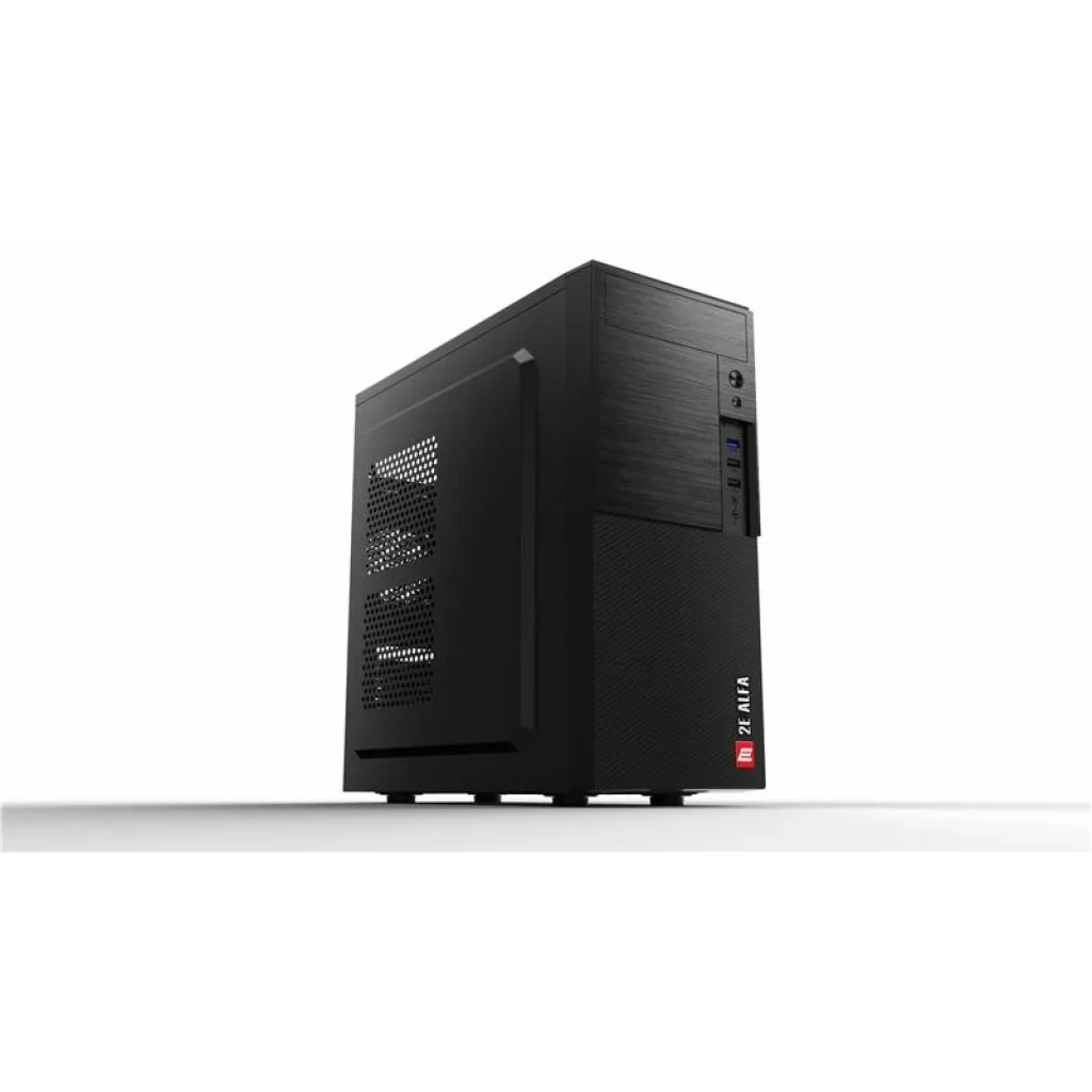 Корпус 2E ALFA (E190-3U) MidT, 2xUSB2.0, 1xUSB3.0, сталь (боковая панель), без БП, черный, 2E-E190-3U UA
