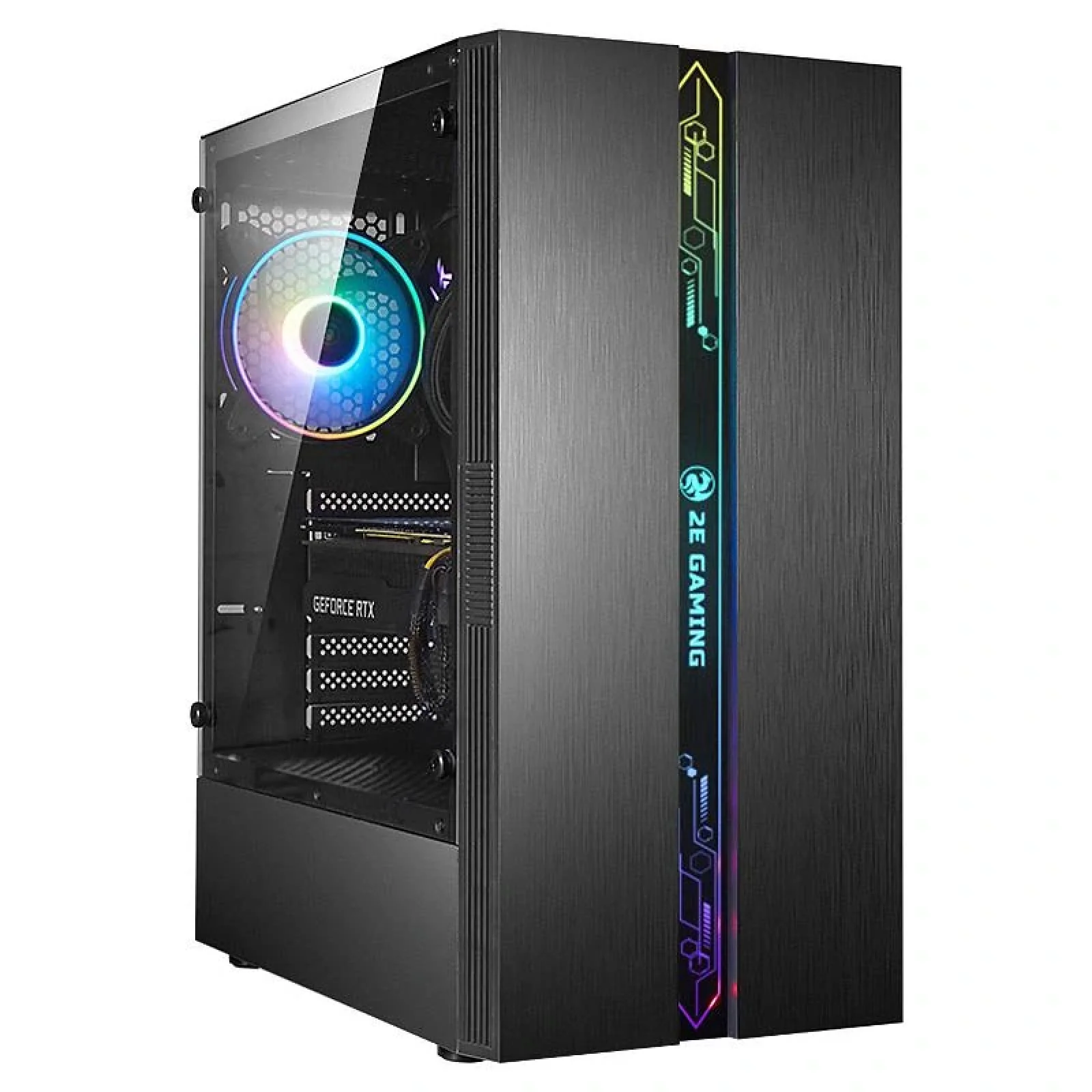 Корпус 2E GAMING RUNA (G2107-500), БП 2E ATX500G, MidT, 2xUSB2.0, 1xUSB3.0, 1х120мм ARGB, лента ARGB, стекло (боковая панель), черный, 2E-G2107-500 UA