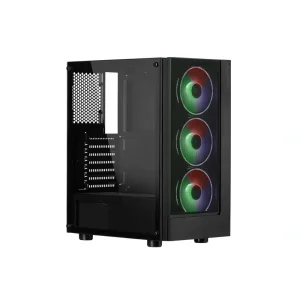 Корпус 2E GAMING VIRTUS (G3301) MidT, 2xUSB2.0, 1xUSB3.0, 3x120мм ARGB, скло (бокова панель), без БЖ, чорний, 2E-G3301 UA