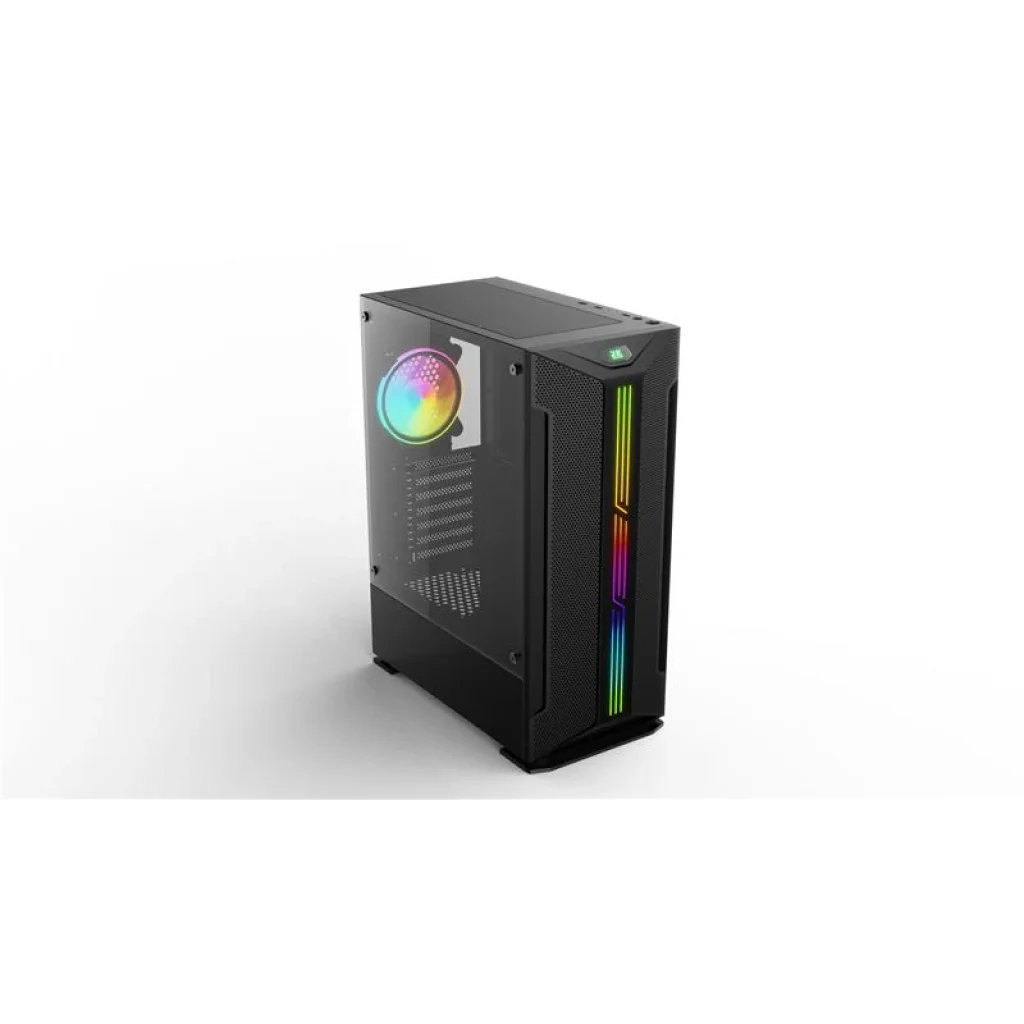 Корпус 2E GAMING HUNTER (GH1) MidT, 2xUSB2.0, 1xUSB3.0, 1x120мм ARGB, скло (бокова панель), без БЖ, чорний, 2E-GH1 UA