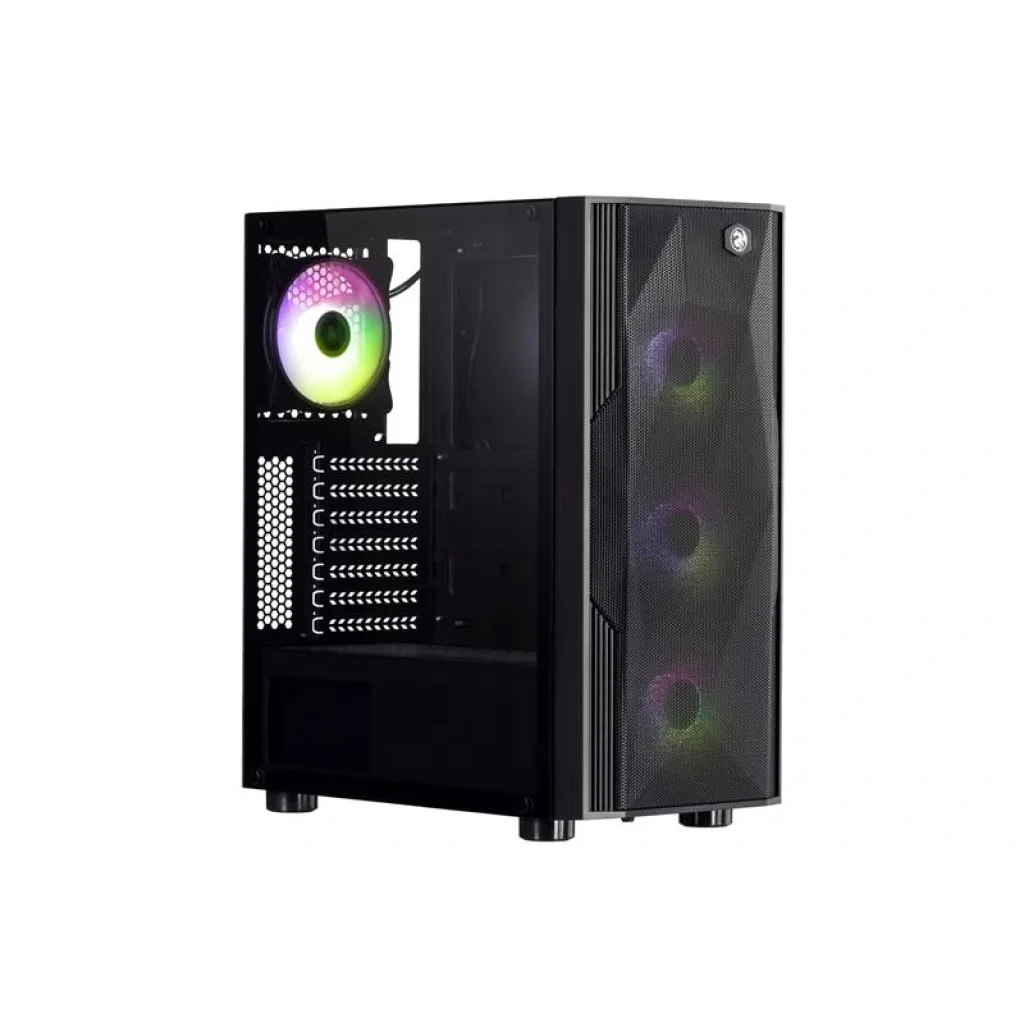 Корпус 2E GAMING FALCO (GM3401) MidT, 2xUSB2.0, 1xUSB3.0, 4x120мм ARGB, стекло (боковая панель), без БП, черный, 2E-GM3401 UA