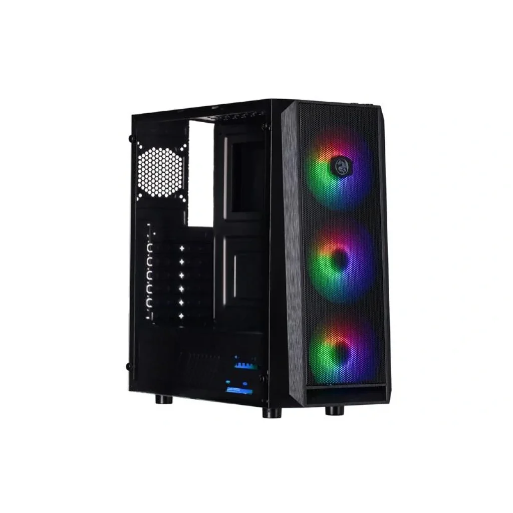 Корпус 2E GAMING OBERON (GX912) MidT, 1xUSB2.0, 1xUSB 3.0, 3x120мм RGB, акрил (бокова панель), без БЖ, чорний БЖ,чорний, 2E-GX912 UA