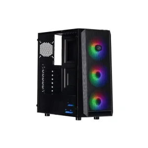 Корпус 2E GAMING OBERON (GX912) MidT, 1xUSB2.0, 1xUSB 3.0, 3x120мм RGB, акрил (бокова панель), без БЖ, чорний БЖ,чорний, 2E-GX912 UA