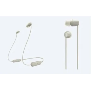Навушники In-ear Sony WI-C100 BT 5.0, IPX4, SBC, AAC, Wireless, Mic, Beige, WIC100C.CE7 UA