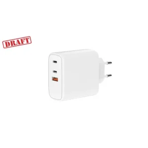 СЗУ 2E Wall Charger GaN USB-C PD3.0 Dual, QC3.0, Max 65W White, 2E-WC3USB65W-W UA
