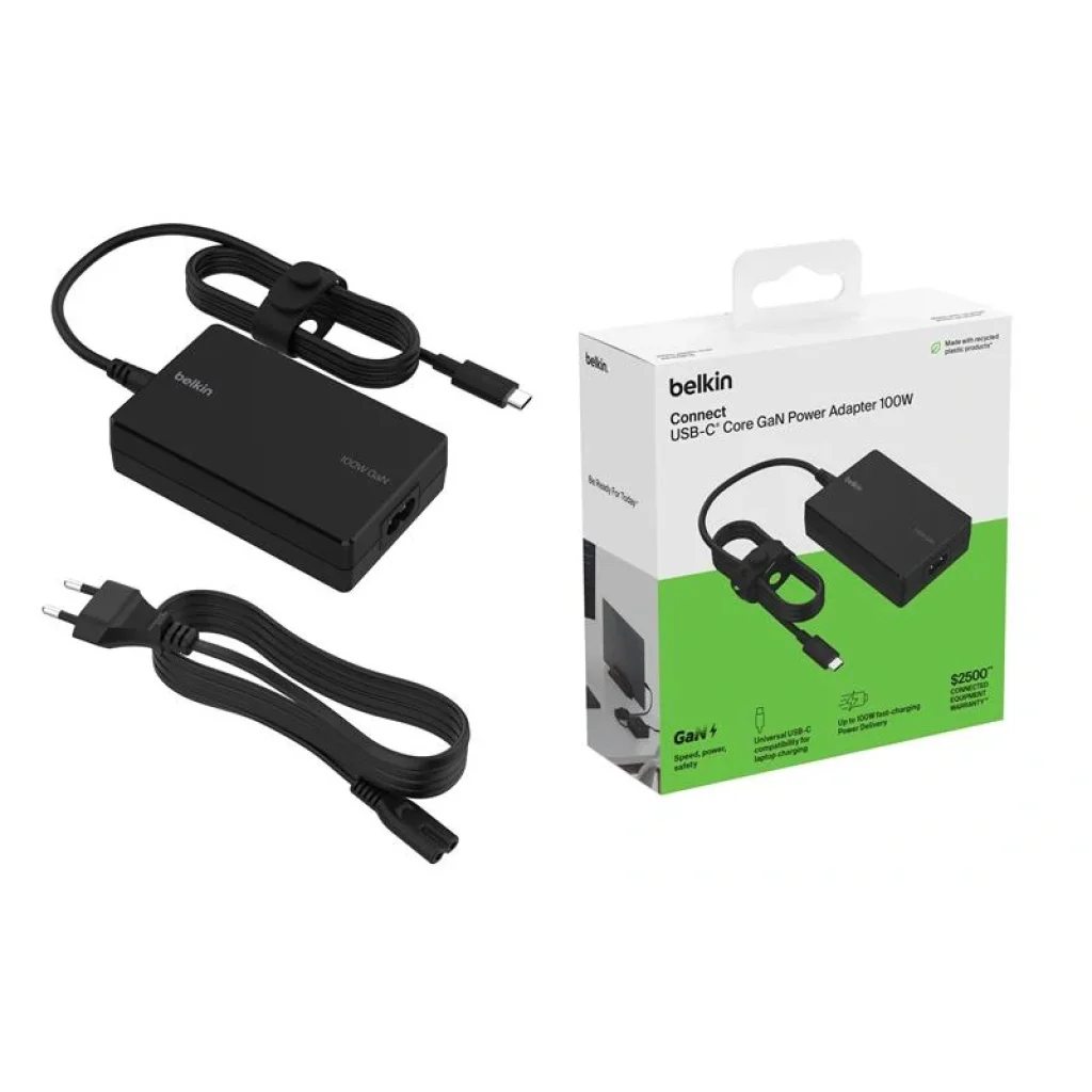 СЗУ Belkin 100Вт USB-С GAN PD PPS, кабель USB-C 2м, чорний OEM, INC016VFBK UA