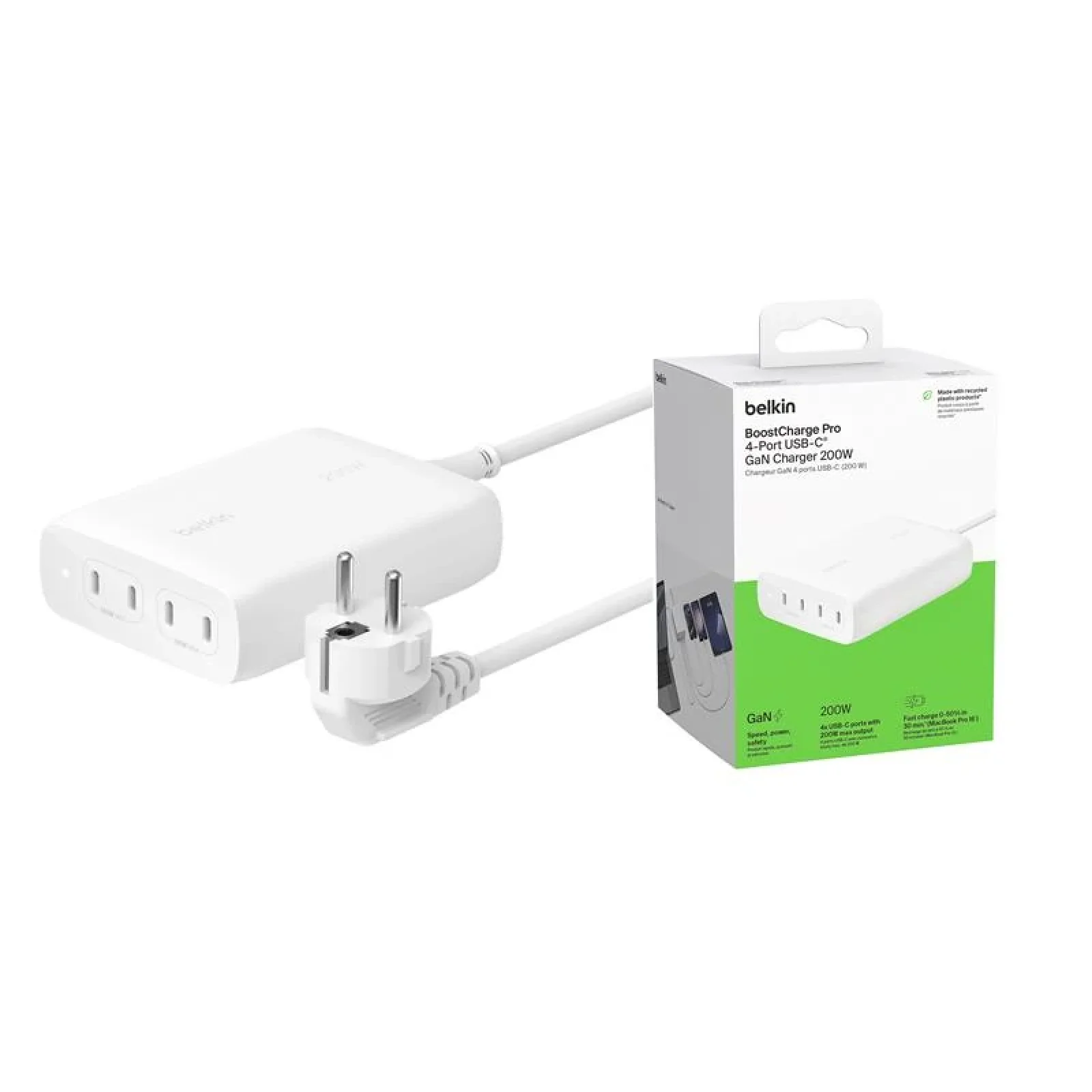МЗП Belkin 200Вт 4хUSB-С GAN PD PPS, білий, WCH015VFWH UA