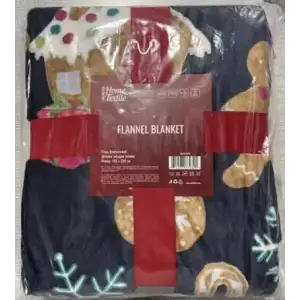 Плед ARDESTO Christmas Flannel 160х200см, 100% поліестер, імбирне печиво, синій (ART0135PB) UA