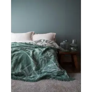 Плед ARDESTO Leonardo 150х200см, 50% бавовна, 30% поліестер, 20% акрил, листя, зелений (ART0410LT) UA