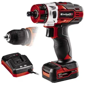 Шуруповерт-дриль Einhell TE-CD 12/1 X-Li, 12В, 2 Аг, 0-400/01400 об/хв, 0.8-10мм, 1.16 кг, 4513592 UA