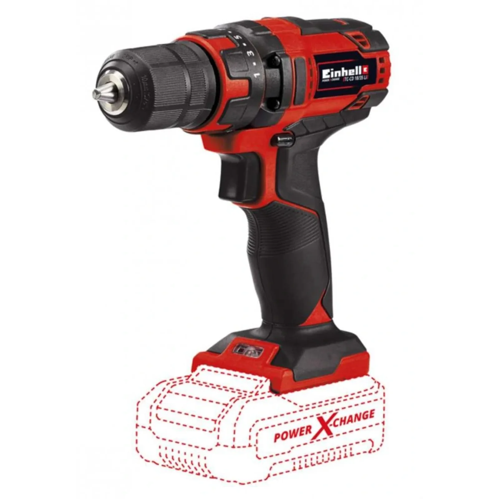 Шуруповерт-дриль Einhell TC-CD 18/35 Li-Solo, PXC, акум., БЗП, 35Нм, 550 об/хв, 0.97кг, (без АКБ і ЗП), 4513927 UA