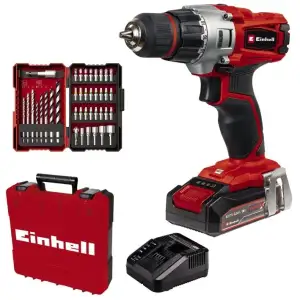 Шуруповерт-дриль Einhell TE-CD 18/2 Li +39, 1x2,5 Ah, PXC, 18В, 2.5 Аг, 44 Нм, набір біт і свердел, кейс, 1.1 кг, 4514219 UA