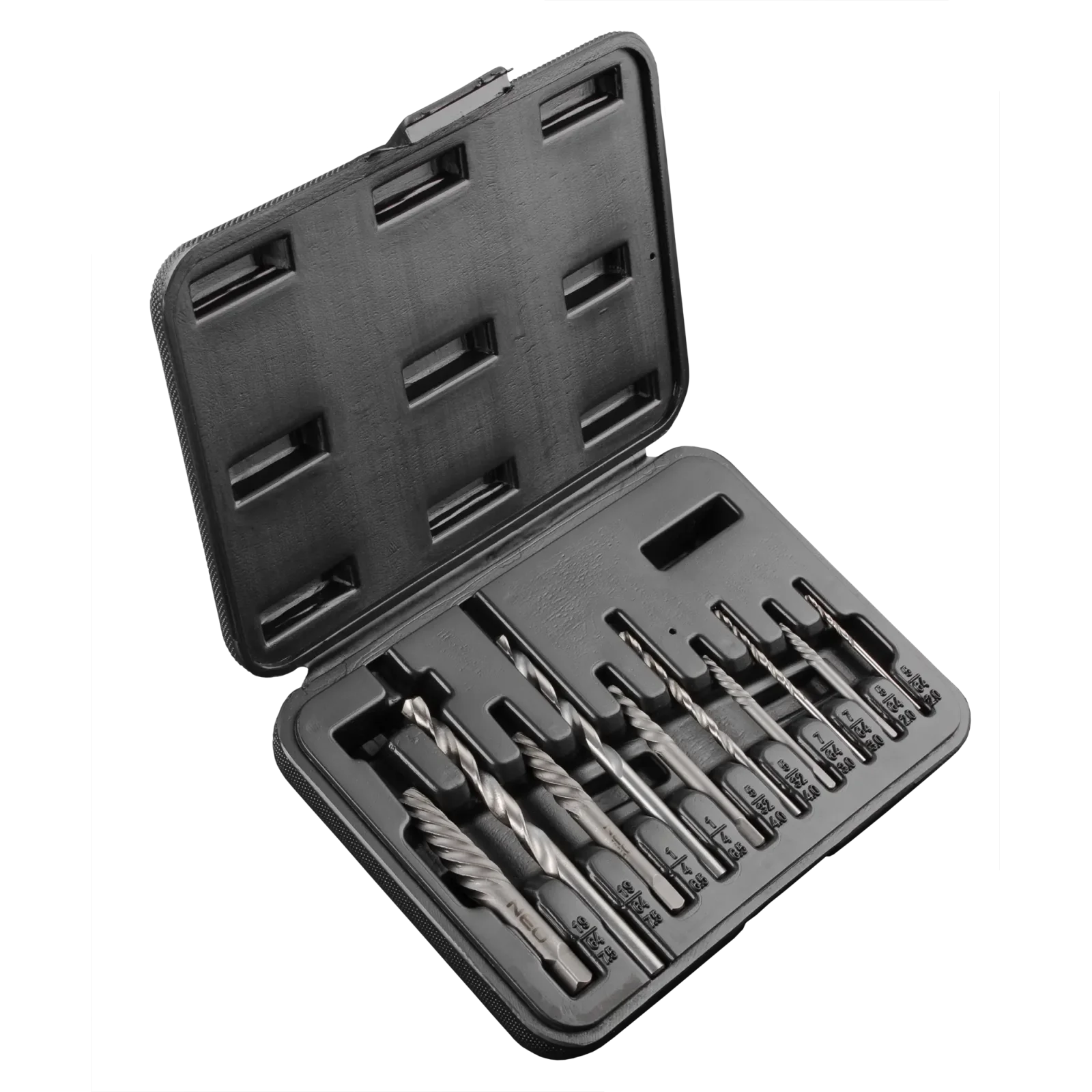 Екстрактори для зламаних гвинтів Neo Tools, для гвинтів 2-7.5мм, CrMo, кейс, набір 10шт (09-609) UA