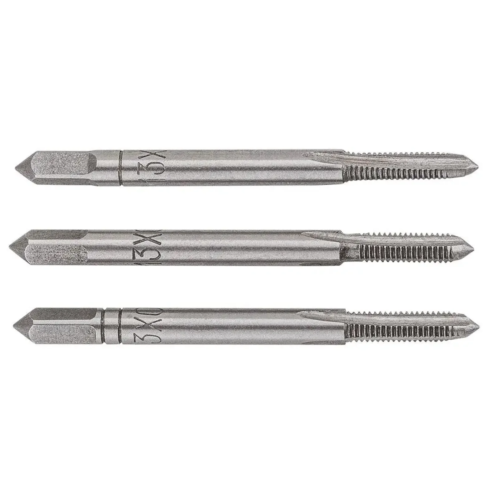 Мітчики TOPEX, М3, крок різьблення 0.5мм, 43мм, вольфрамова сталь, футляр, 3шт (14A203) UA