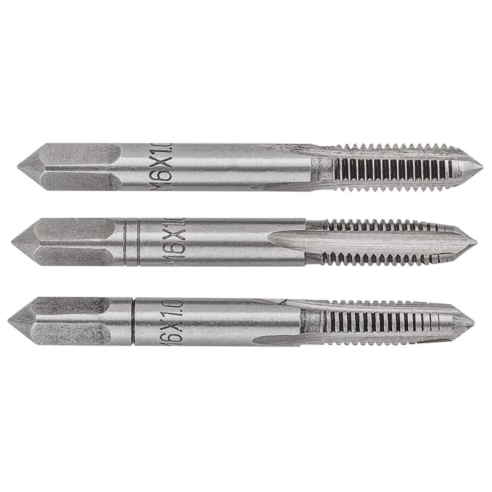 Мітчики TOPEX, М6, крок різьблення 1мм, 49мм, вольфрамова сталь, футляр, 3шт (14A206) UA