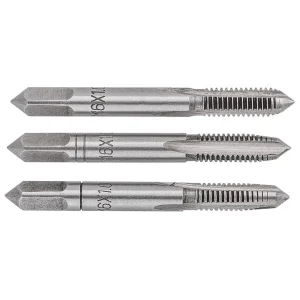 Мітчики TOPEX, М6, крок різьблення 1мм, 49мм, вольфрамова сталь, футляр, 3шт (14A206) UA