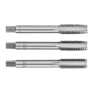 Мітчики TOPEX, М10, крок різьблення 1.5мм, 68мм, вольфрамова сталь, футляр, 3шт (14A210) UA