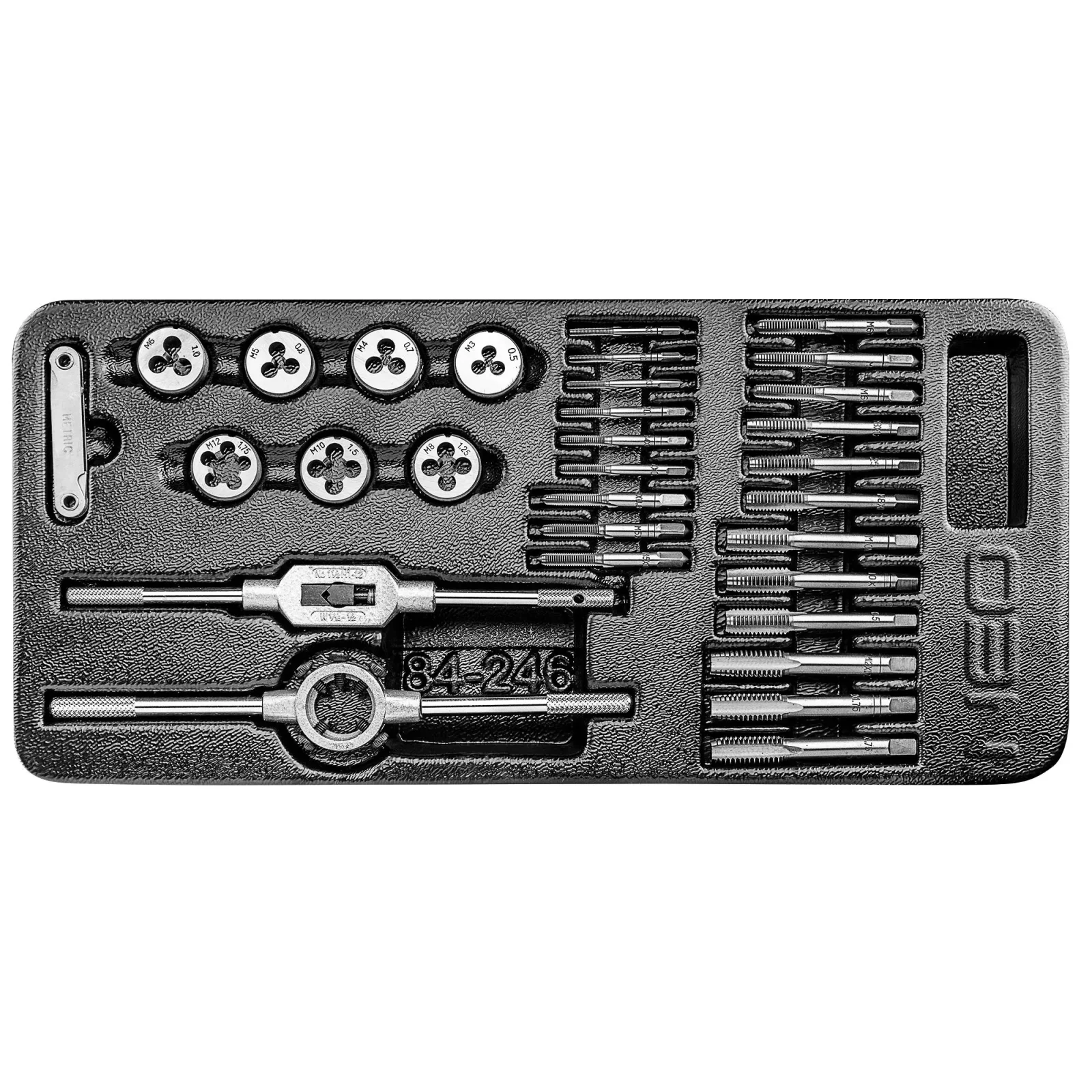 Плашки та мітчики Neo Tools, набір 31шт, M3-M12 (84-246) UA
