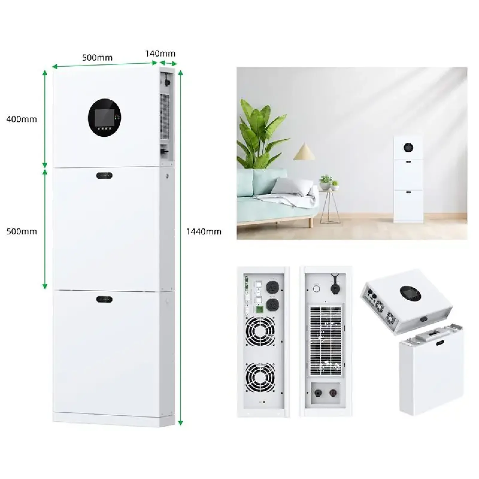 Система резервного живлення 2E PowerWall Vezha, 5000 Вт, 10.24 кВт/год, MPPT 5.5 кВт, WiFi, розширення ємності, паралельне підключення (2E-ESS-PWV5-10) UA
