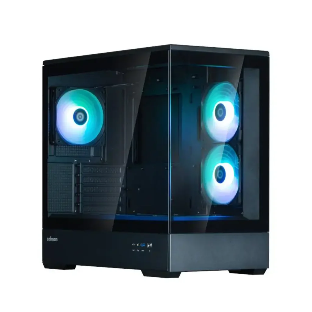 Корпус Zalman P30 Black V2, без БЖ, 1xUSB3.0, 1хUSB Type-C, 3x120мм ARGB, TG Front/Side Panel, mATX, чорний (P30BLACKV2) UA