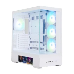 Корпус Zalman P40 DS без БЖ, 2xUSB3.0, 1x Type C, 3x120мм ARGB Reverse, 1x120мм ARGB, VGA 420мм, LCS ready, TG Side/Front Panel, Display, ATX, білий (P40DSWHITE) UA