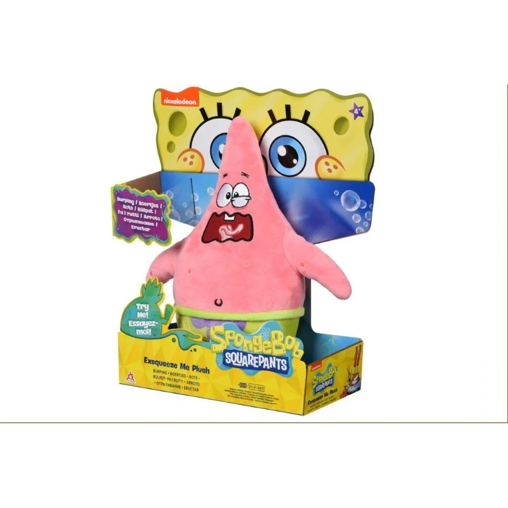 М'яка ігрaшка SpongeBob Exsqueeze Me Plush Патрік (Patrick Burp) зі звуком, EU690903 UA