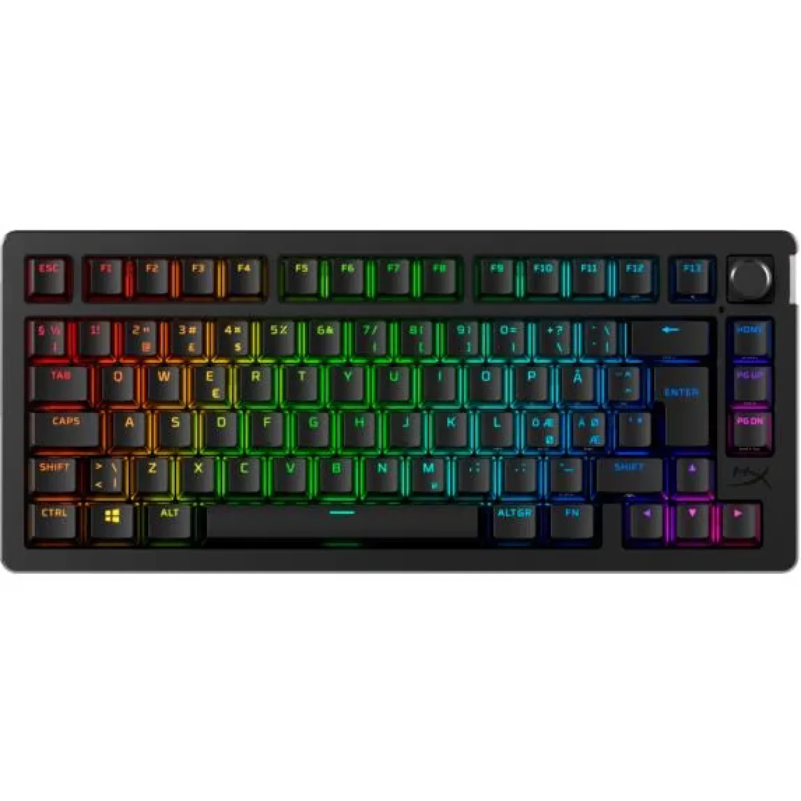 Клавіатура механічна HyperX Alloy Rise 75key, Red, USB-A/WL/BT, EN/UA, RGB, чорний, 91Y91AA UA