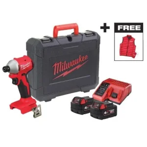 Гвинтоверт ударний акумуляторний Milwaukee M18 BLIDRC-402C 18В АКБ 2х4А·год 0-3600об/хв 190Нм ЗП M12-18C жилетка кейс 1.3кг (4933499457) UA