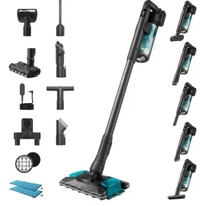 Пилосос Philips безпровідний Complete Series 8000, вологе прибирання, конт пил -0.6л, автон. робота до 80хв, чорно-блакитний (XC8157/01) UA