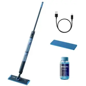 Електрична швабра Philips безпровідна OneUp Series 5000, повноцінне вологе прибирання , вода -0.281л, автон. робота до 70хв, синій (XV5113/01) UA
