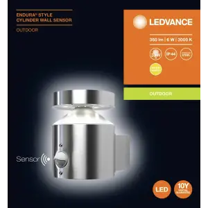 Світильник LEDVANCE LED 6Вт 3000К 360Лм фасадний датчик руку ENDURA STYLE срібло, 4058075205352 UA
