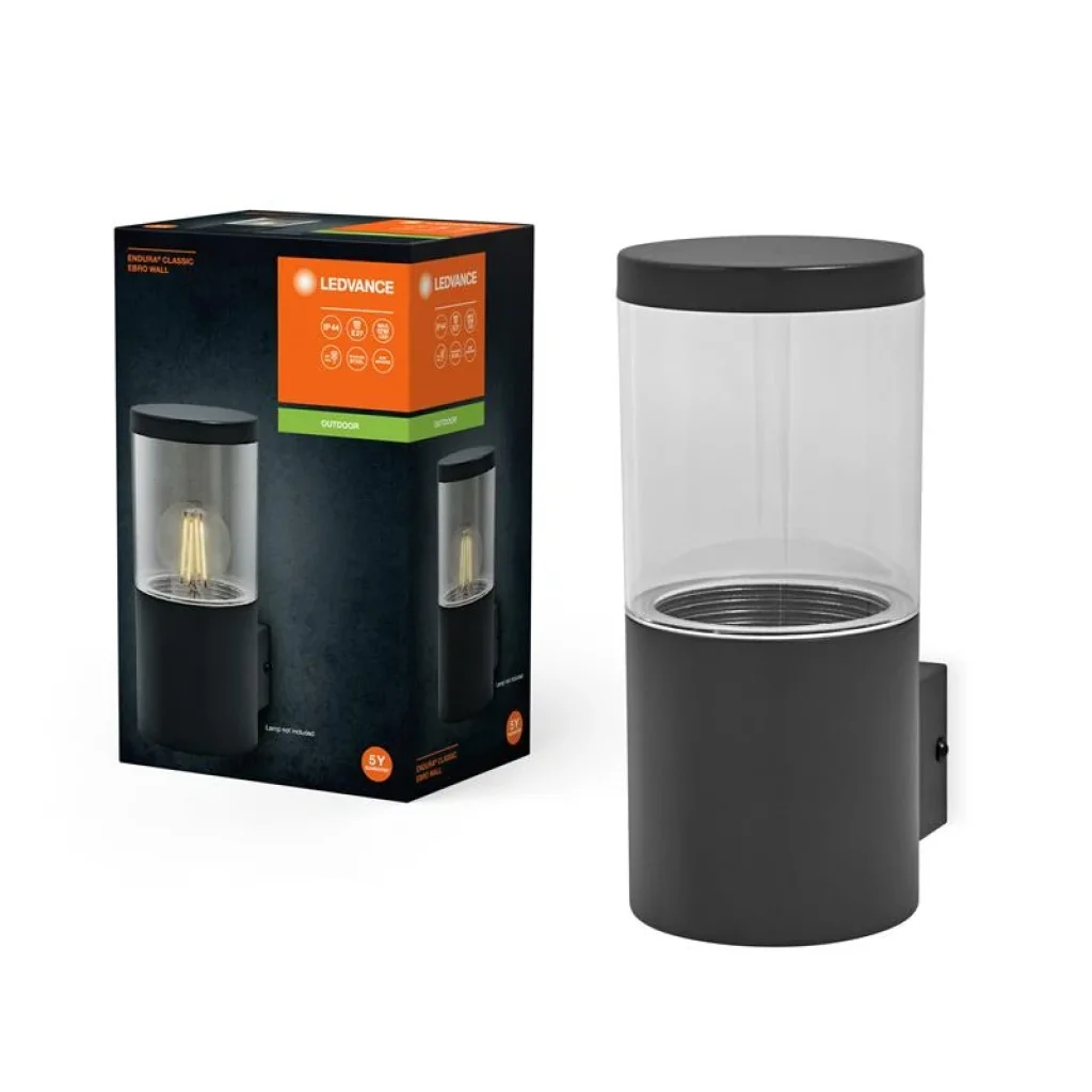 Світильник LEDVANCE E27 фасадний IP44 ENDURA CLASSIC EBRO WALL чорний, 4058075834989 UA