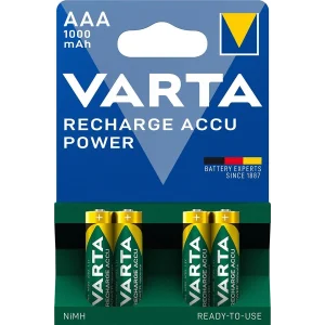 Аккумулятор VARTA RECHARGEABLE ACCU AAA 1000mAh BLI 4 NI-MH (READY 2 USE), 05703301404
