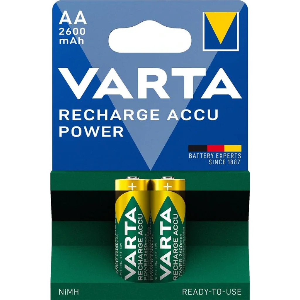 Аккумулятор VARTA NI-MH Power AA 2600 мАч, 2 шт., 05716101402 UA