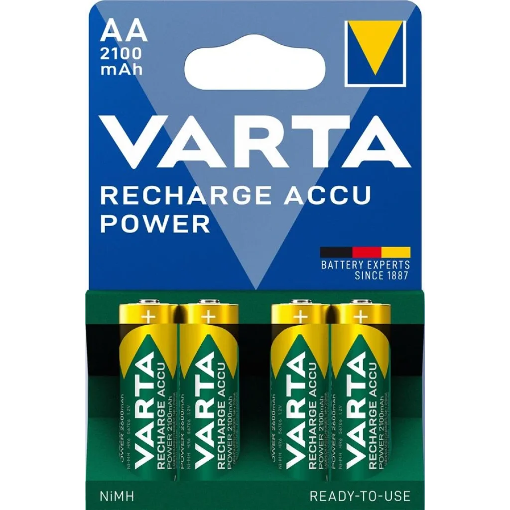 Аккумулятор VARTA RECHARGEABLE ACCU AA 2100mAh BLI 4 NI-MH (READY 2 USE), 56706101404 UA