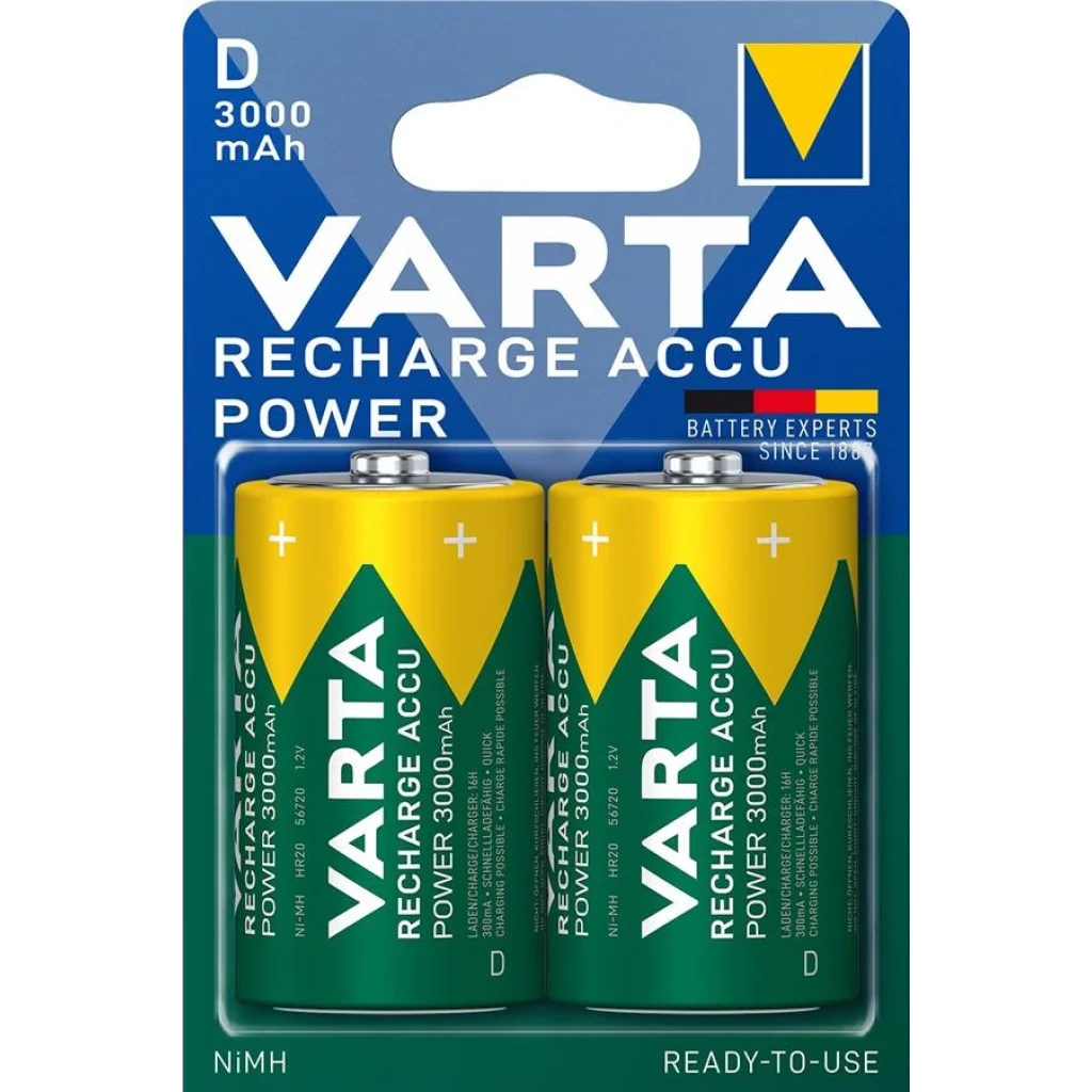 Акумулятор VARTA NI-MH Power D(LR20) 3000 мАг, 2 шт., 56720101402 UA