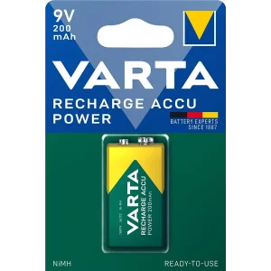 Акумулятор VARTA RECHARGEABLE ACCU 6F22 9V 200mAh BLI 1 NI-MH (READY 2 USE), 56722101401 UA