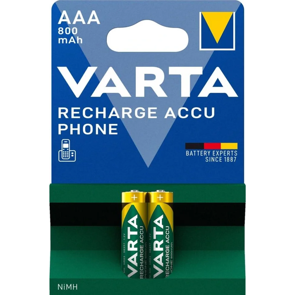 Акумулятор VARTA NI-MH Phone AAA 800 мАч, 2 шт., 58398101402 UA