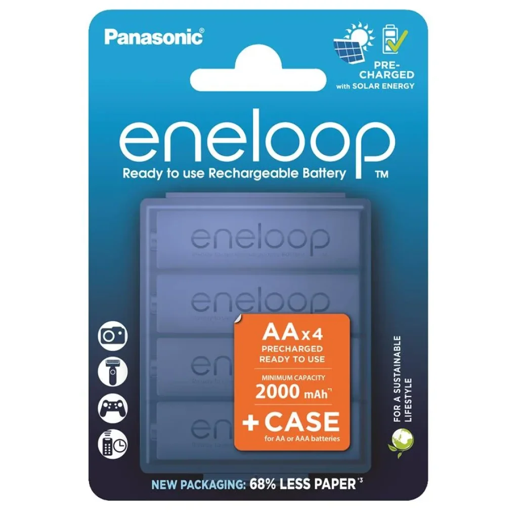 Акумулятор Panasonic Eneloop NI-MH AA 2000 мАг, 4 шт, з кейсом для зберігання, BK-3MCDEC4CP UA