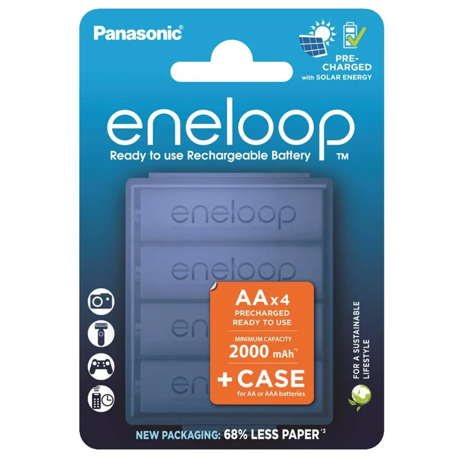 Акумулятор Panasonic Eneloop NI-MH AA 2000 мАг, 4 шт, з кейсом для зберігання, BK-3MCDEC4CP UA