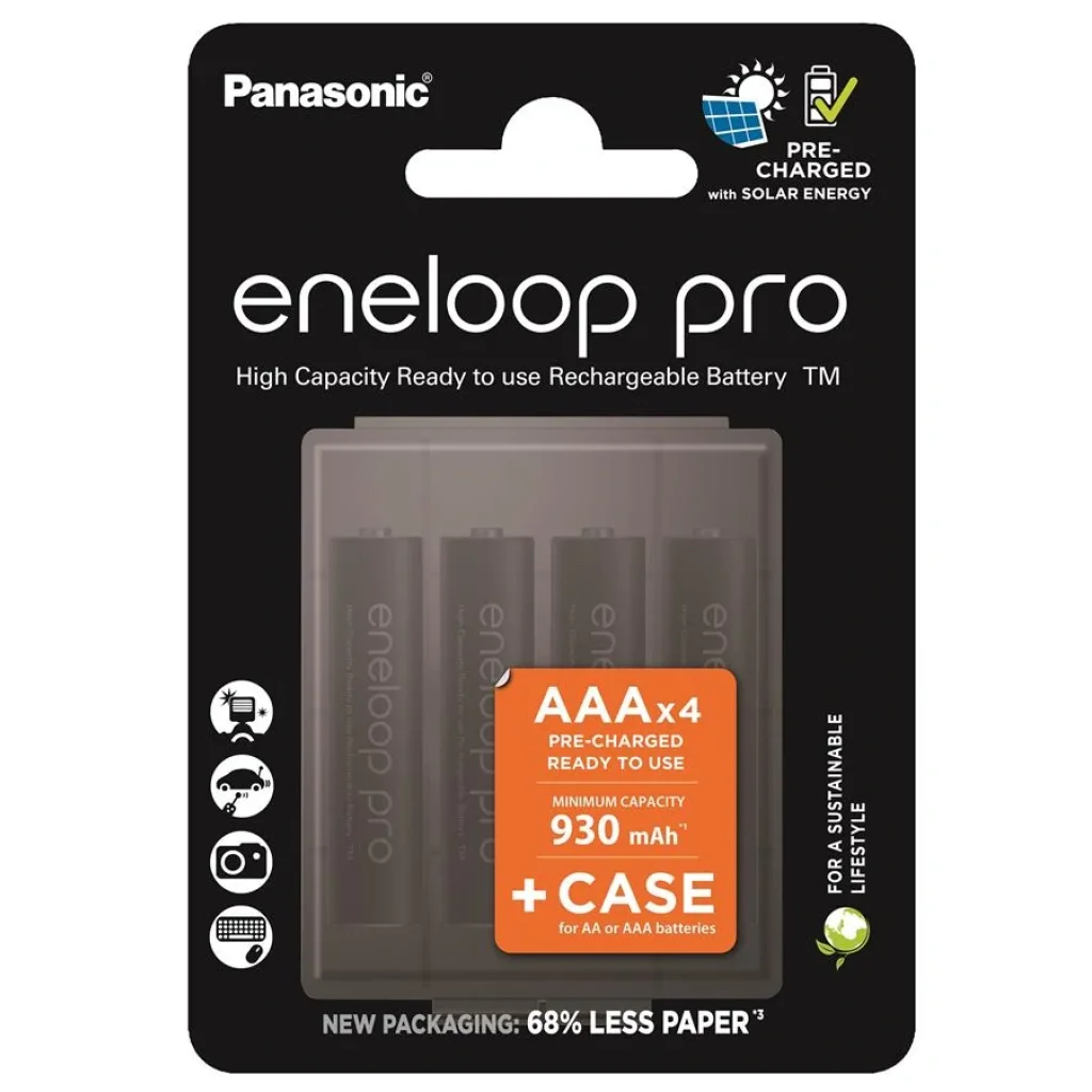 Акумулятор Panasonic Eneloop NI-MH Pro AAA 930 4 шт, з кейсом для зберігання, BK-4HCDEC4CP UA